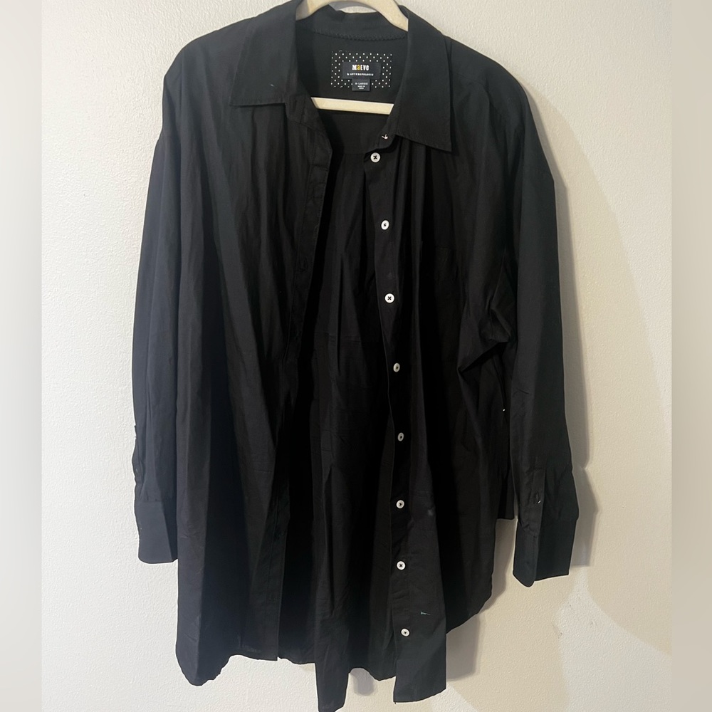 Maeve by Anthropologie Bennett Black Button Down XL